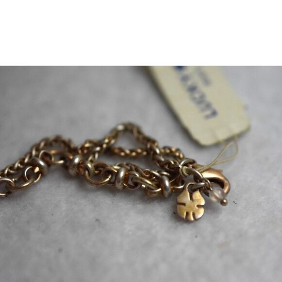 Lucky Brand Vintage Crescent Moon Turquoise Accent Gold Tone Never Worn Necklace - Picture 3 of 4